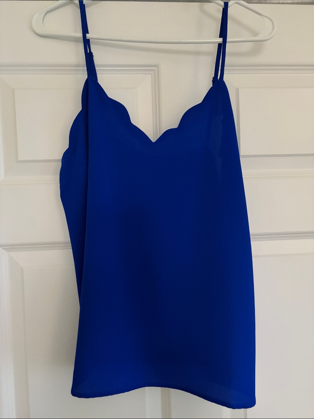 Scallop V-Neck Cami Tank Top - Royal Blue